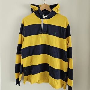Vintage Polo Ralph Lauren Hooded Rugby Polo Mens Large Striped 90s